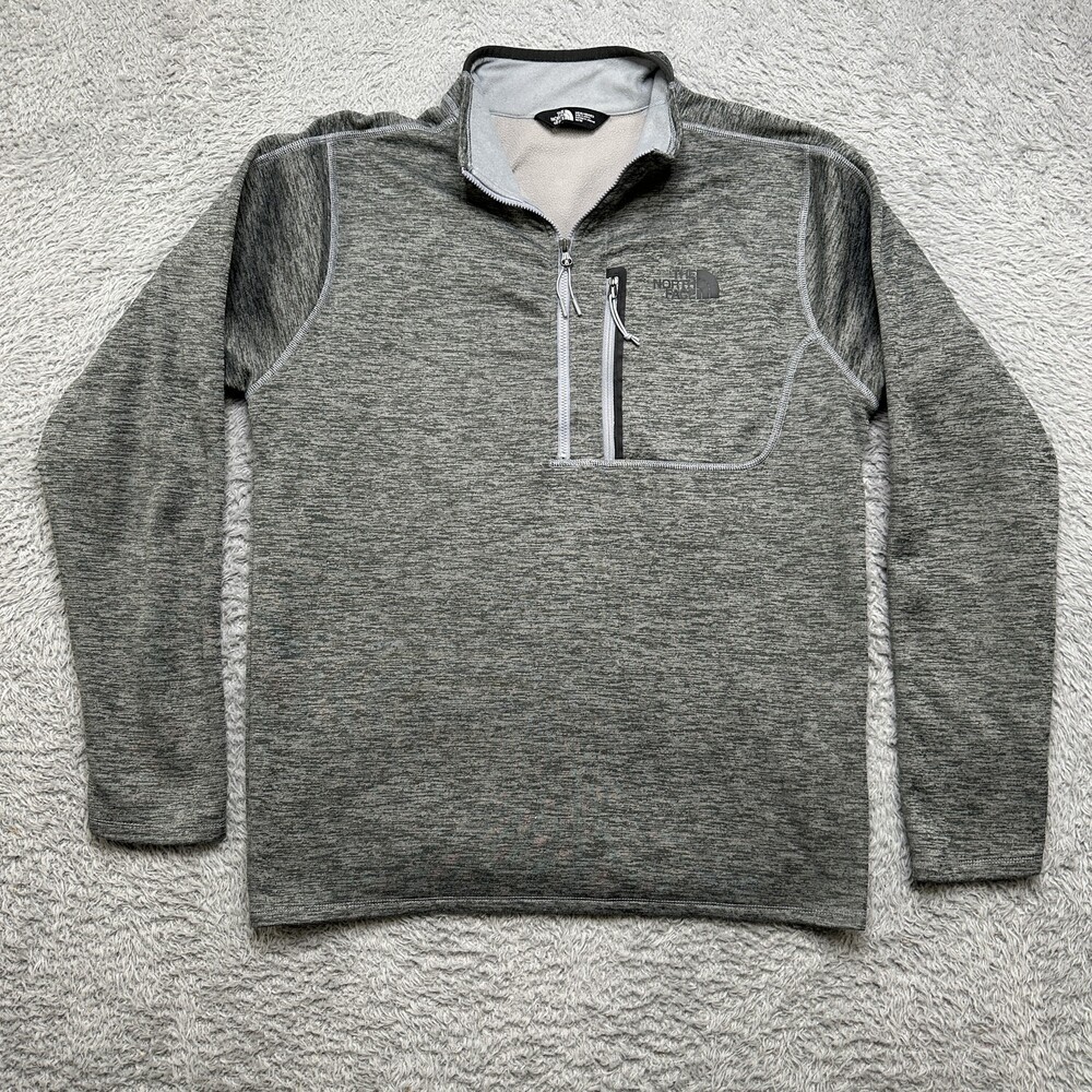 The North Face Quarter Zip Mens M Gray Fleece Pullover Raglan Midlayer